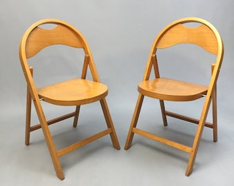 Vintage Beech B751 Folding Chairs by Thonet x 2
