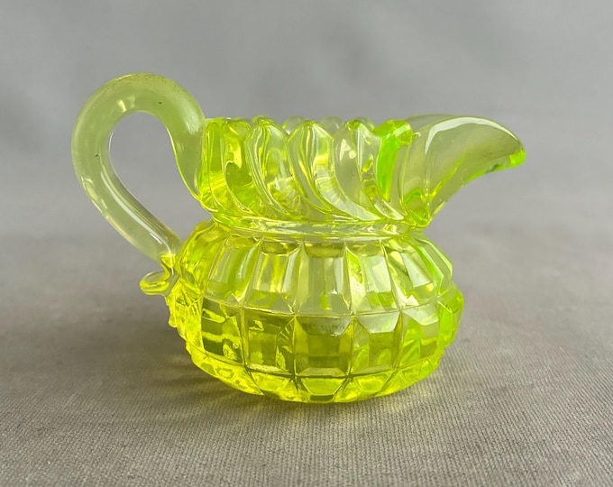uranium glass little jug glow glass
