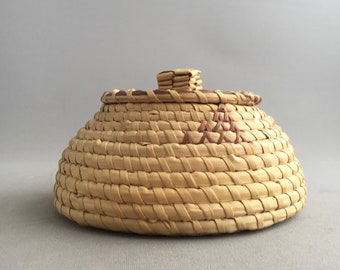 vintage woven african basket with lid