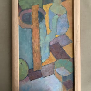 abstract still life oil on board painting