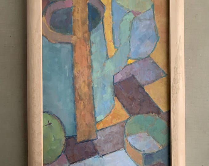 abstract still life oil on board painting