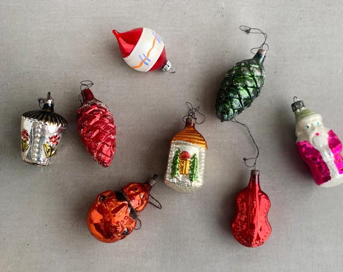 8 vintage glass Baubles