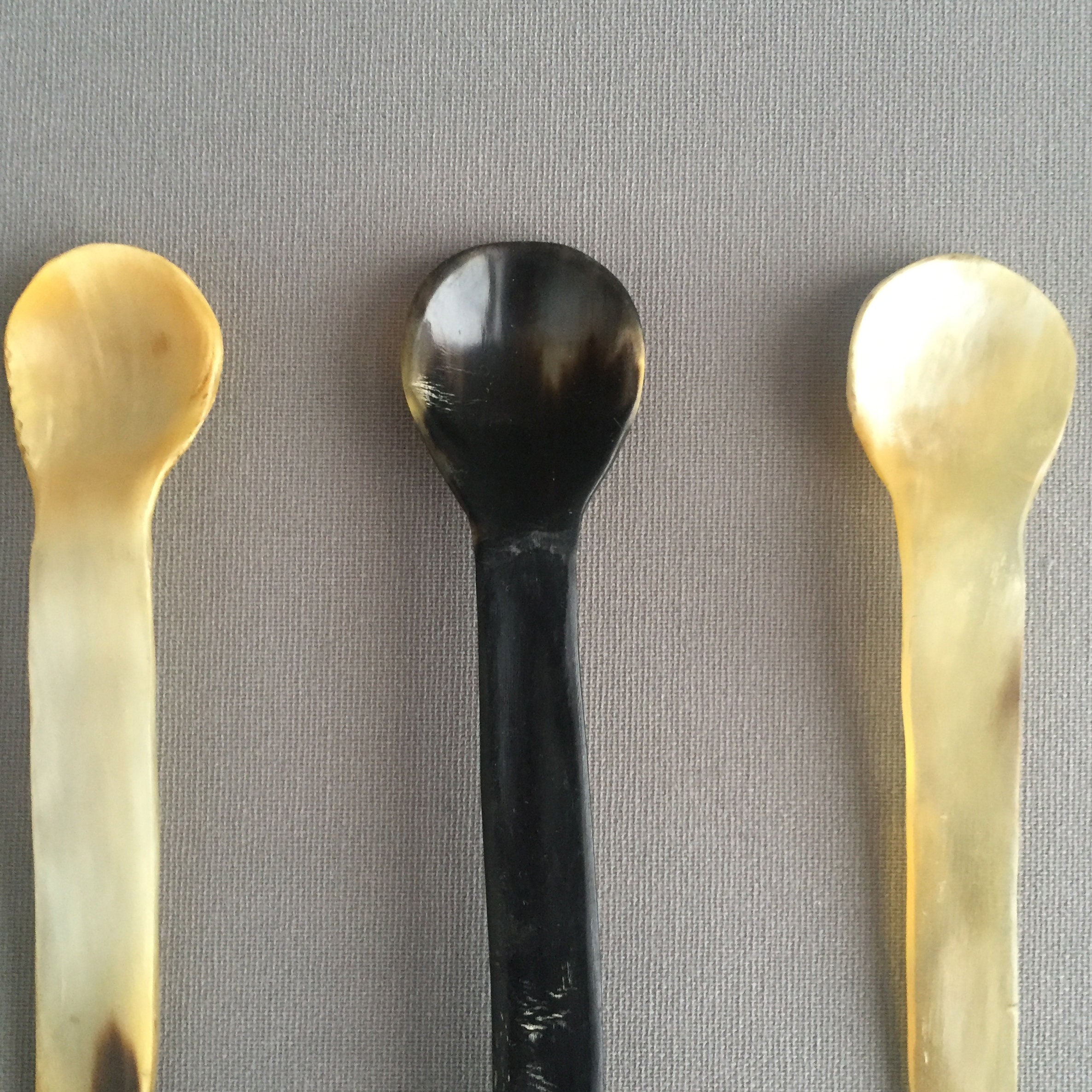 set of 4 cow horn spoons