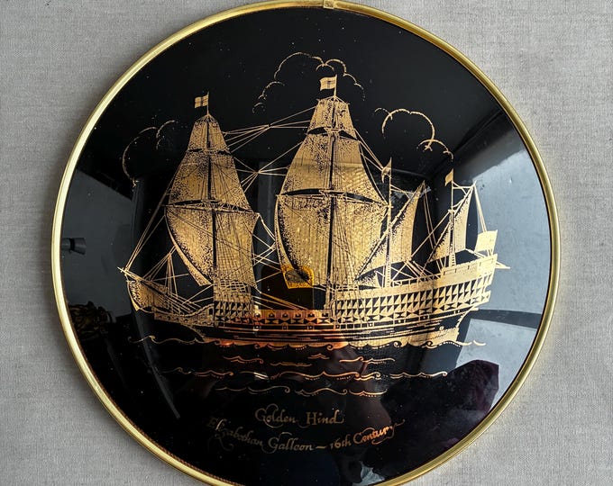 domed glass ship wall plaque