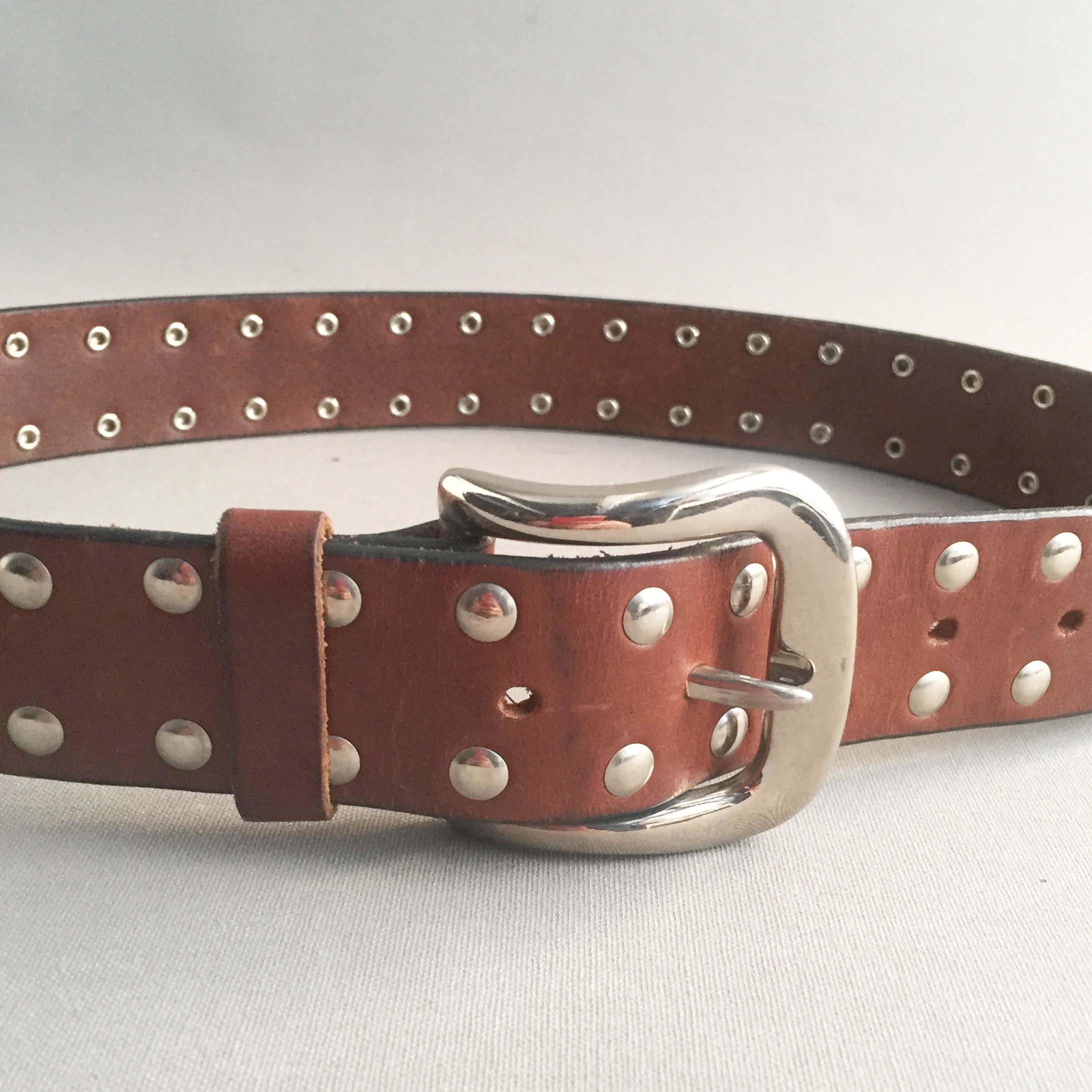 chunky leather studded belt