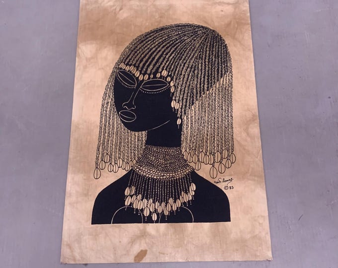 African woman Batik print on fabric by Heidi Lange