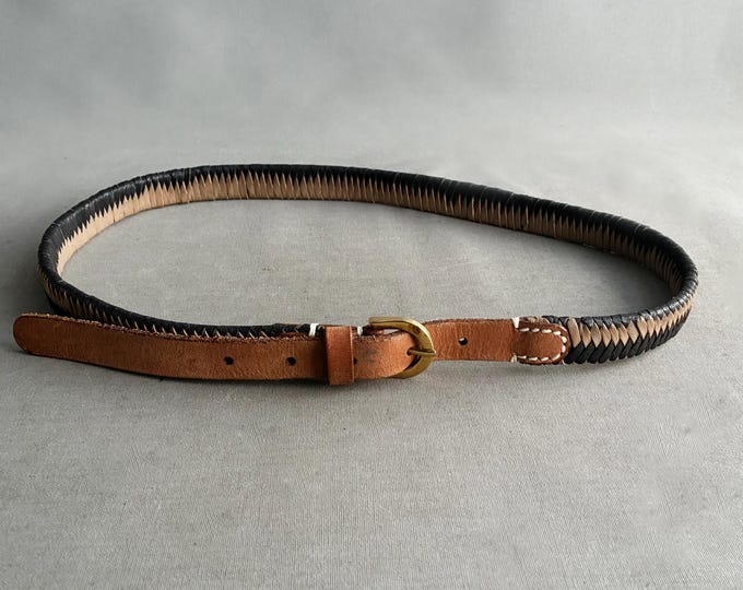 two tone hand made braided leather belt