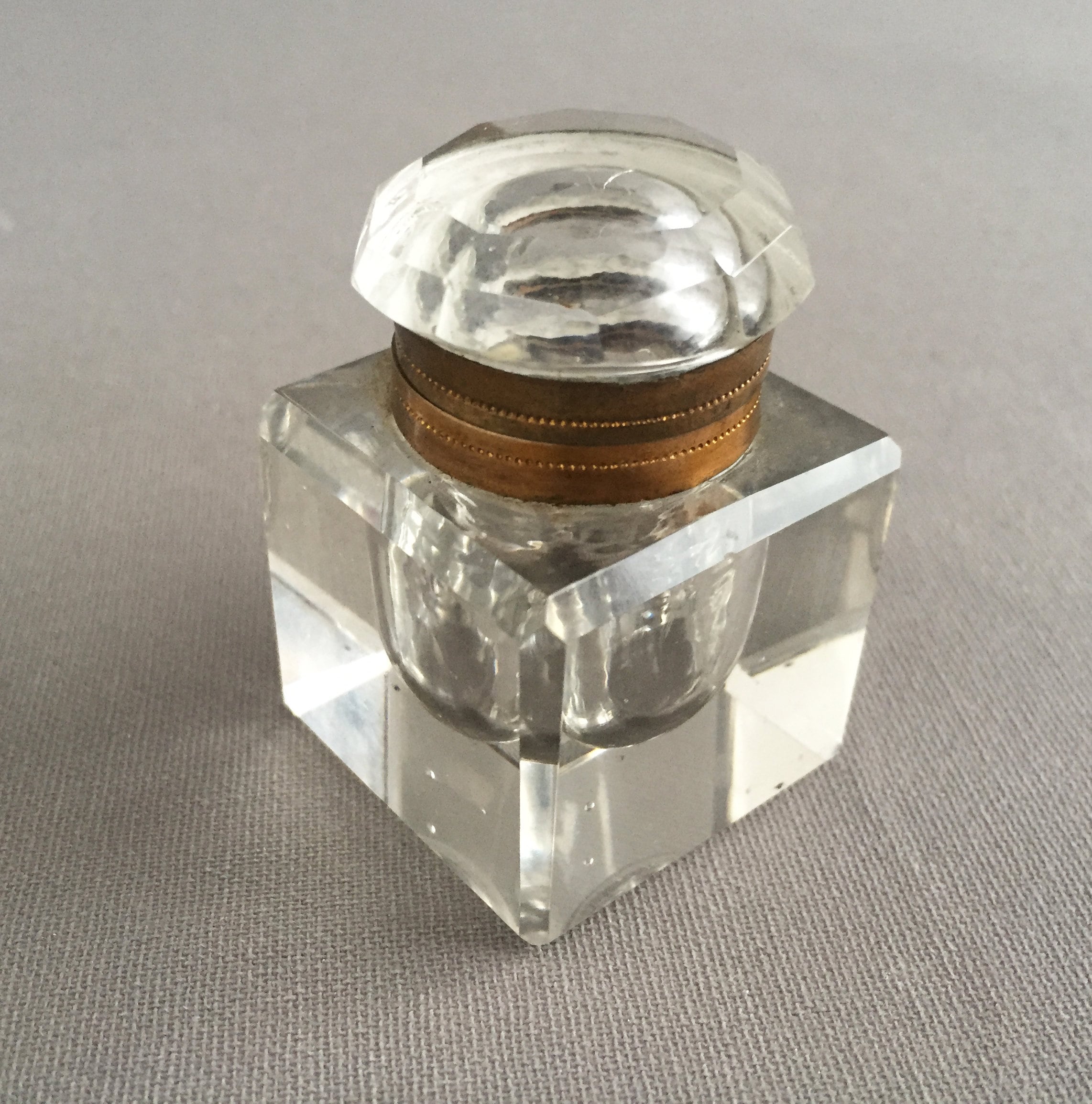 victorian cut glass ink well