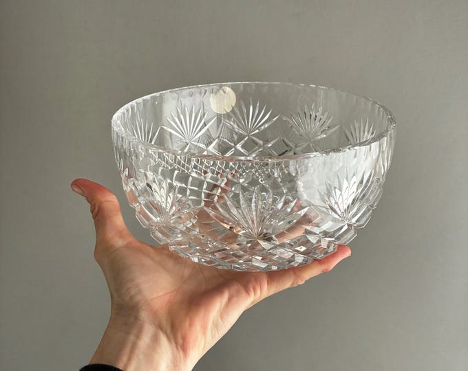 Vintage Lead Crystal Centerpiece Bowl – Cut Glass Fruit Dish