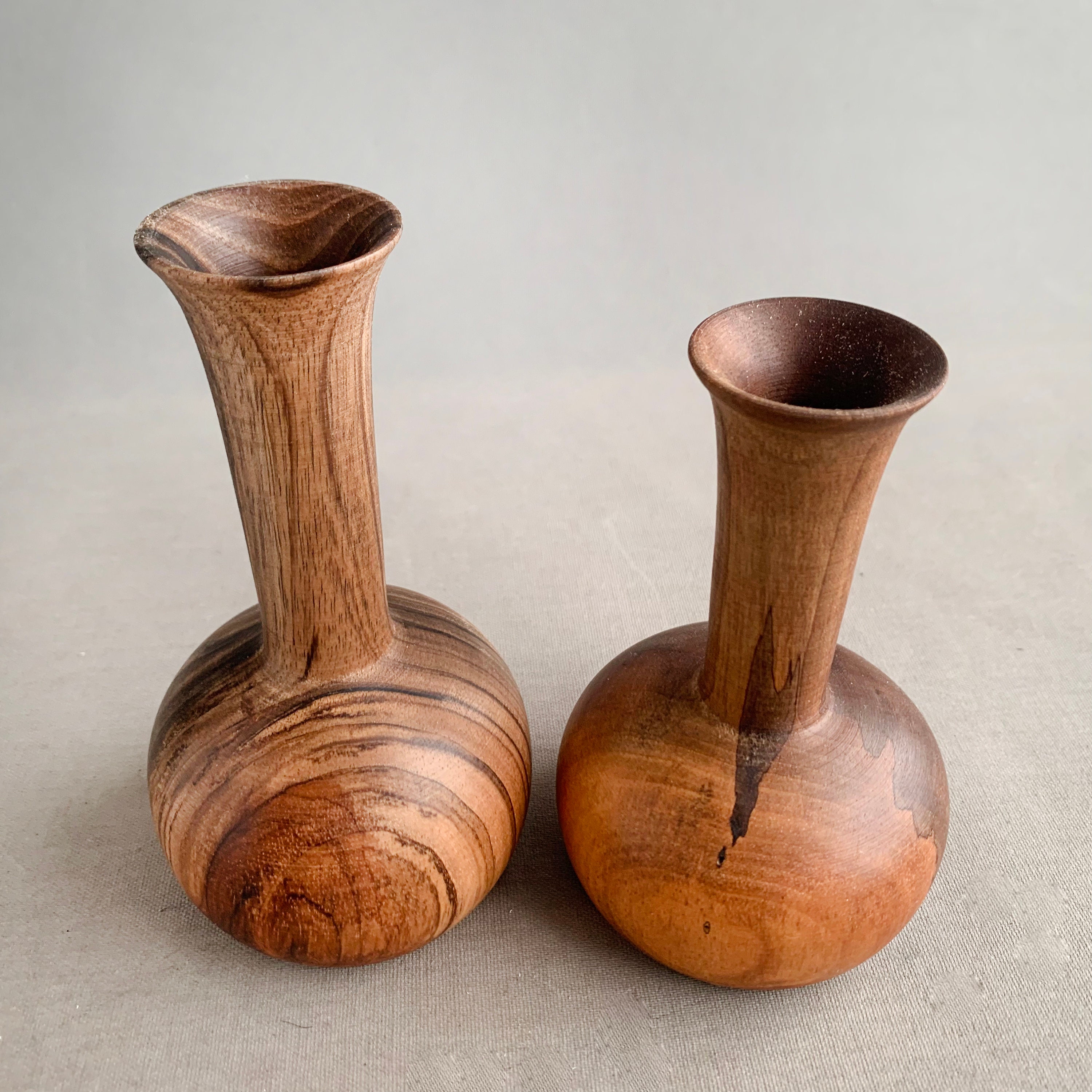Vintage Hand Carved Wood Vase  Handmade Wooden Vessel — Hoppe Shoppe
