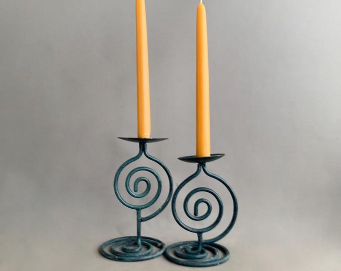 Hand forged wrought iron candle stick holders
