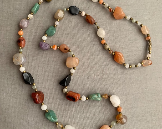 Vintage semi precious stone begger beads necklace