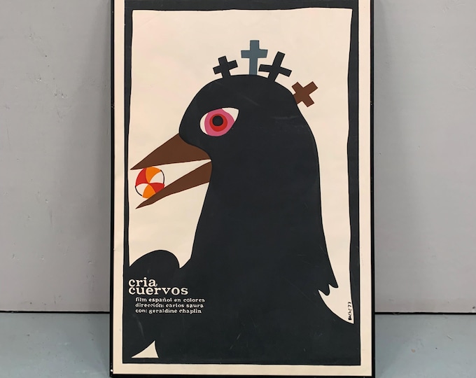 Vintage Cuban film poster Cria cuervos  by Eduardo Munoz Bachs