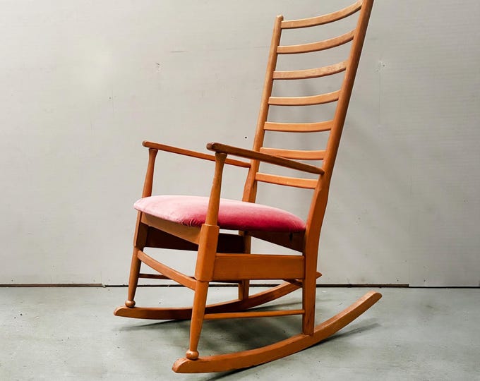 Danish Mid Century Beech Ladder Back Rocking Scandart  rocking chair