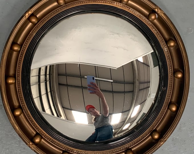 Vintage Regency Style Convex Mirror, Gilt Frame, Butler's Mirror
