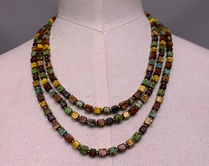 1950s murano glass 3 strand necklace