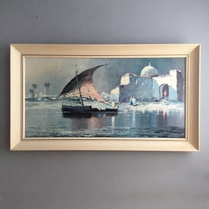 vintage framed retro print of a boat