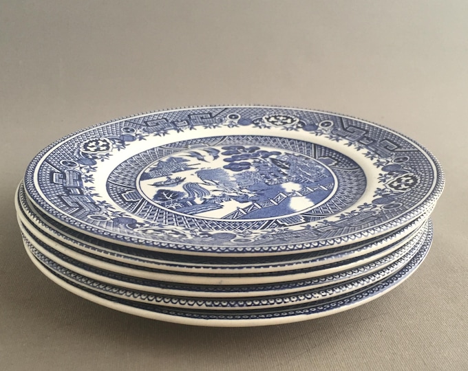 5 x Willow Pattern small dinner plates