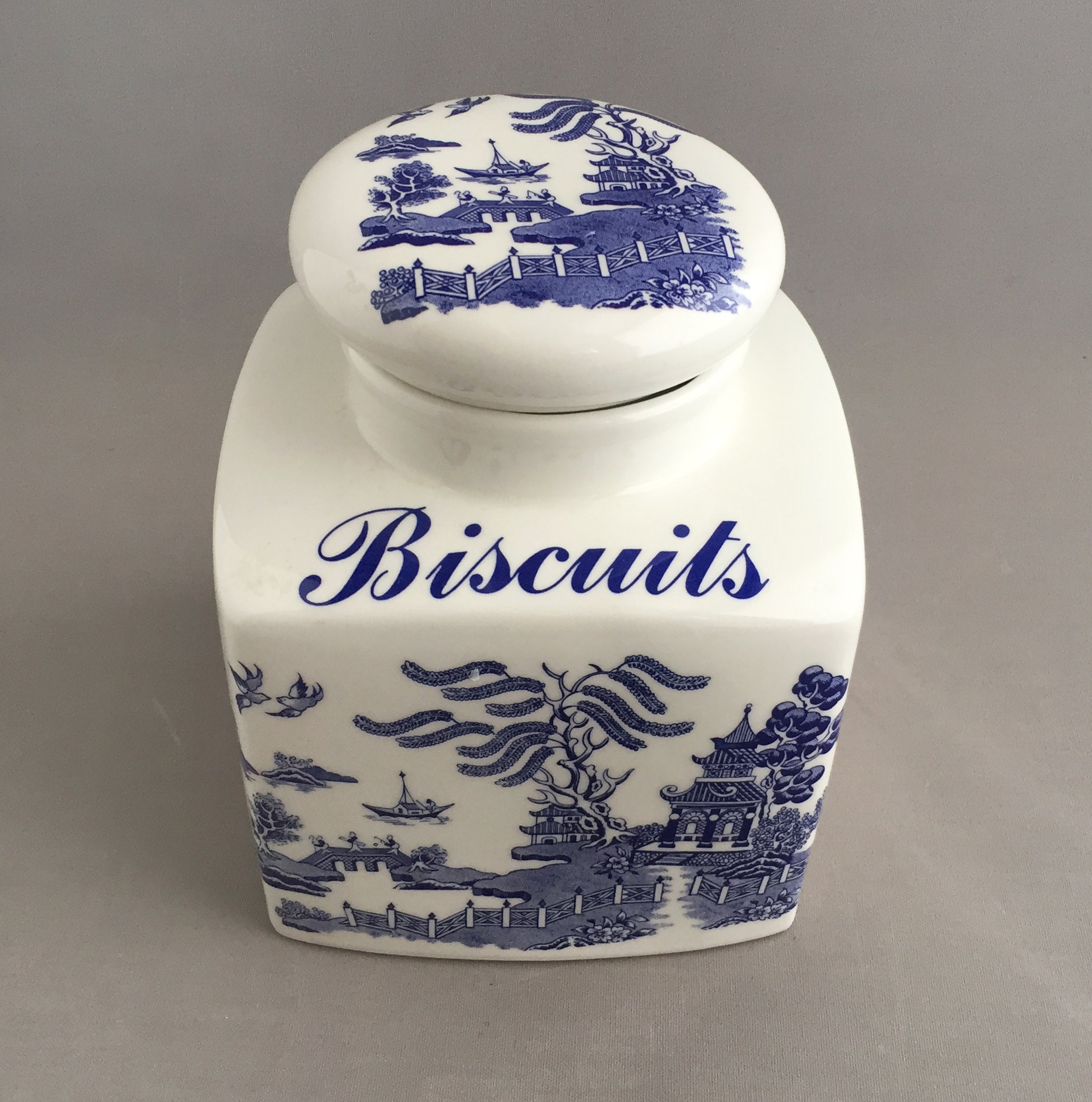 willow china cookie jar/ biscuits jar