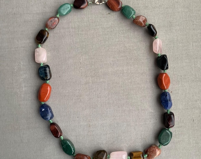 Semi precious stone crystal choker