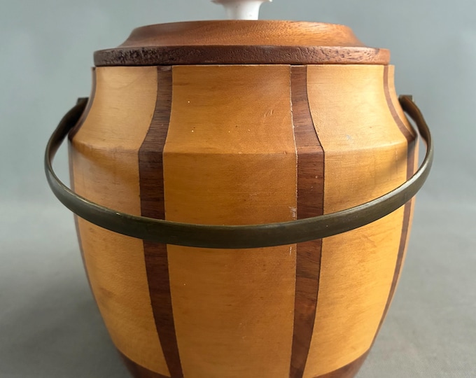 vintage handmade mid century woodware ice bucket