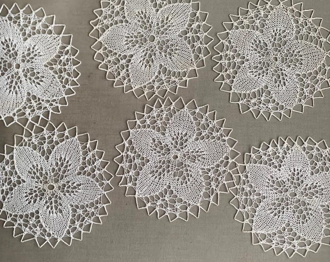 set of 6 cotton lace doilies
