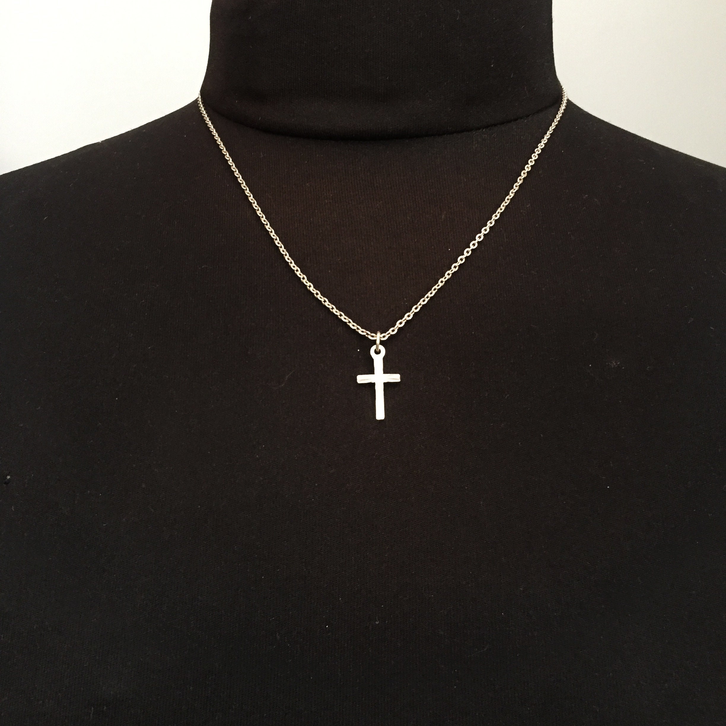 vintage silver cross on silver chain