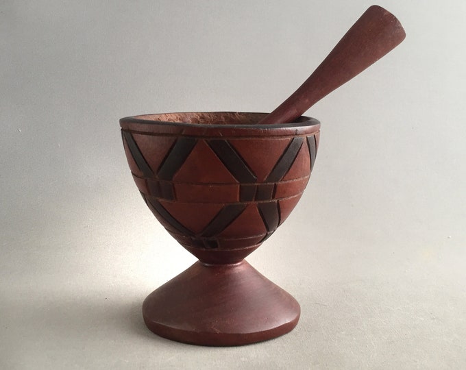 african wooden hand carved pestle and mortar