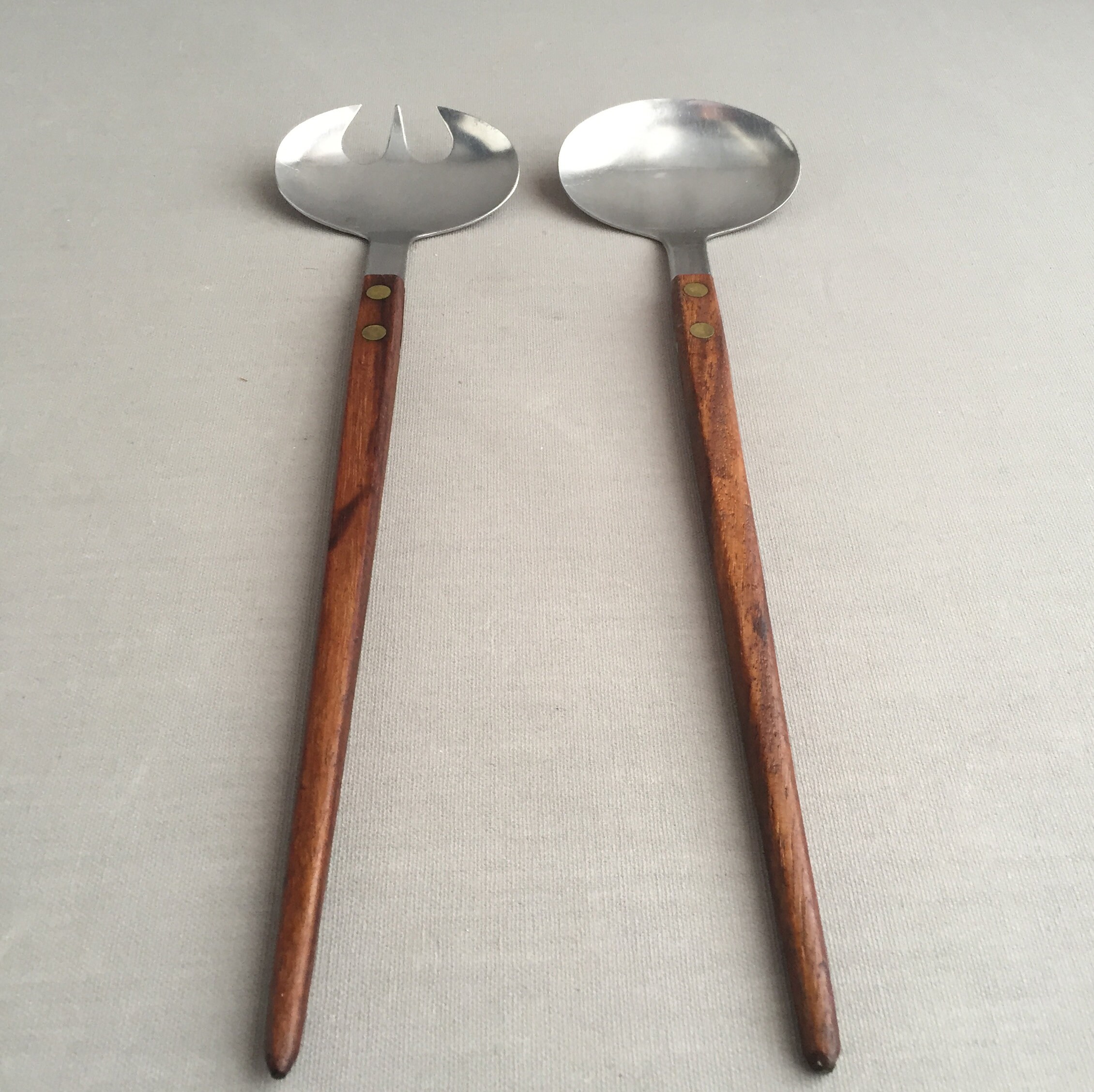 teak and steel salad servers