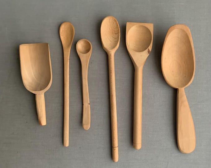A collection of wooden kitchen tools