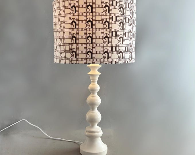 Turned wood bobble table lamp, circa 1960/  1970s