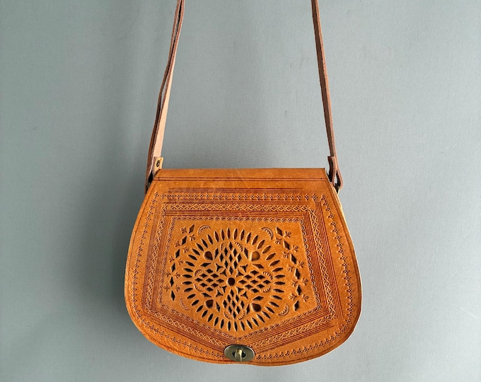 tooled leather berber bag
