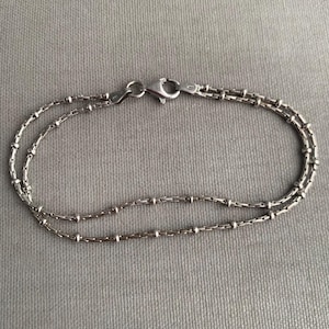 Sterling Silver Two-Strand Bracelet - Woven Chain, Made in Italy