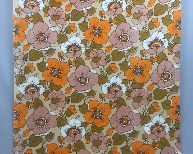 1970s barkcloth fabric panel