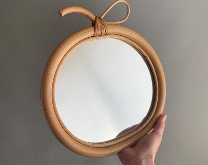 1970s Apple rattan mirror