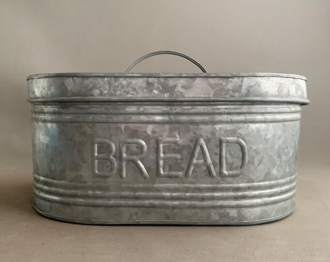 Galvanised metal bread box
