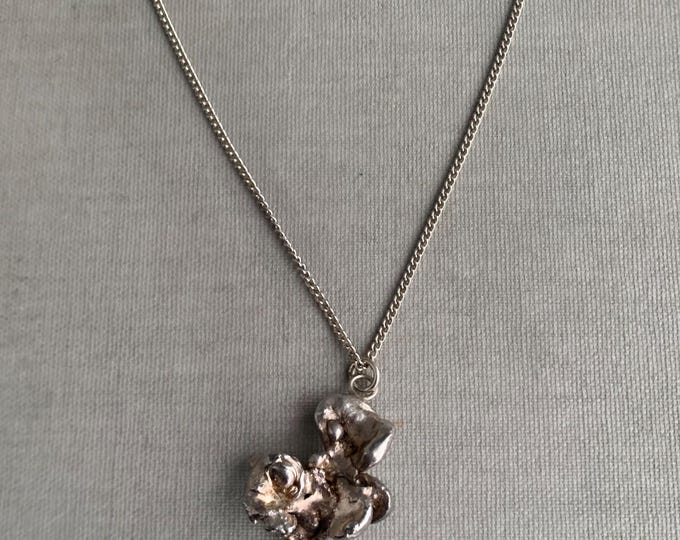 Brutalist/Modernist Style 925 Sterling Silver Necklace& Nugget Pendant