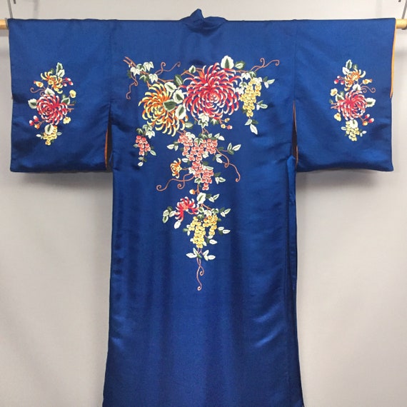 1950s pure silk embroidered kimono - image 10