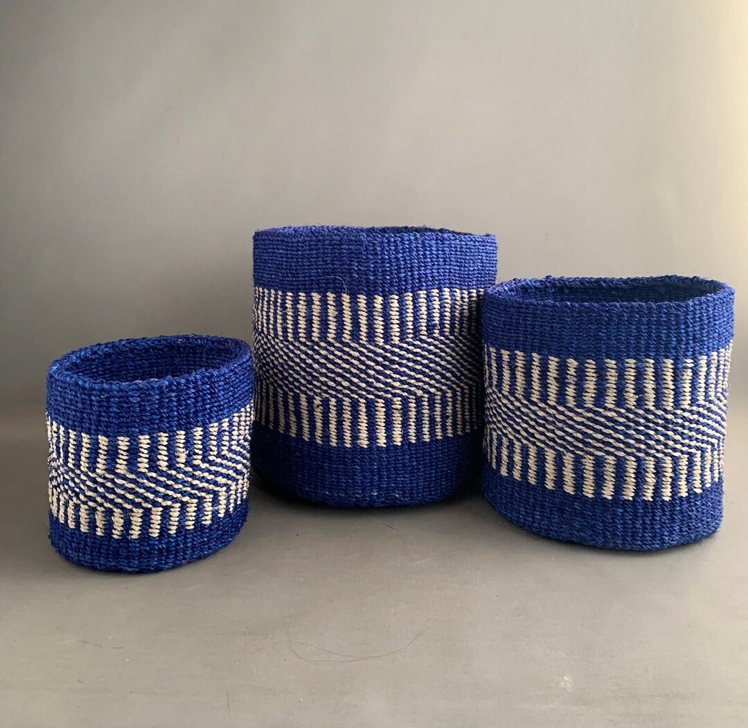 Trio of Woven Baskets Etsy