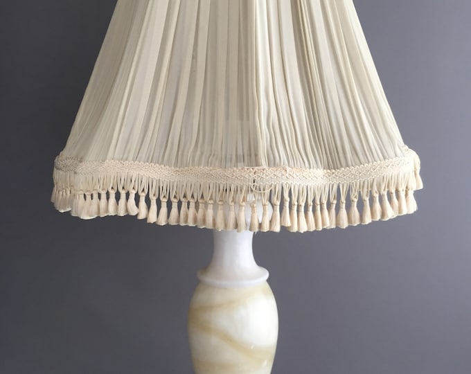 1940s marble base and old silk shade