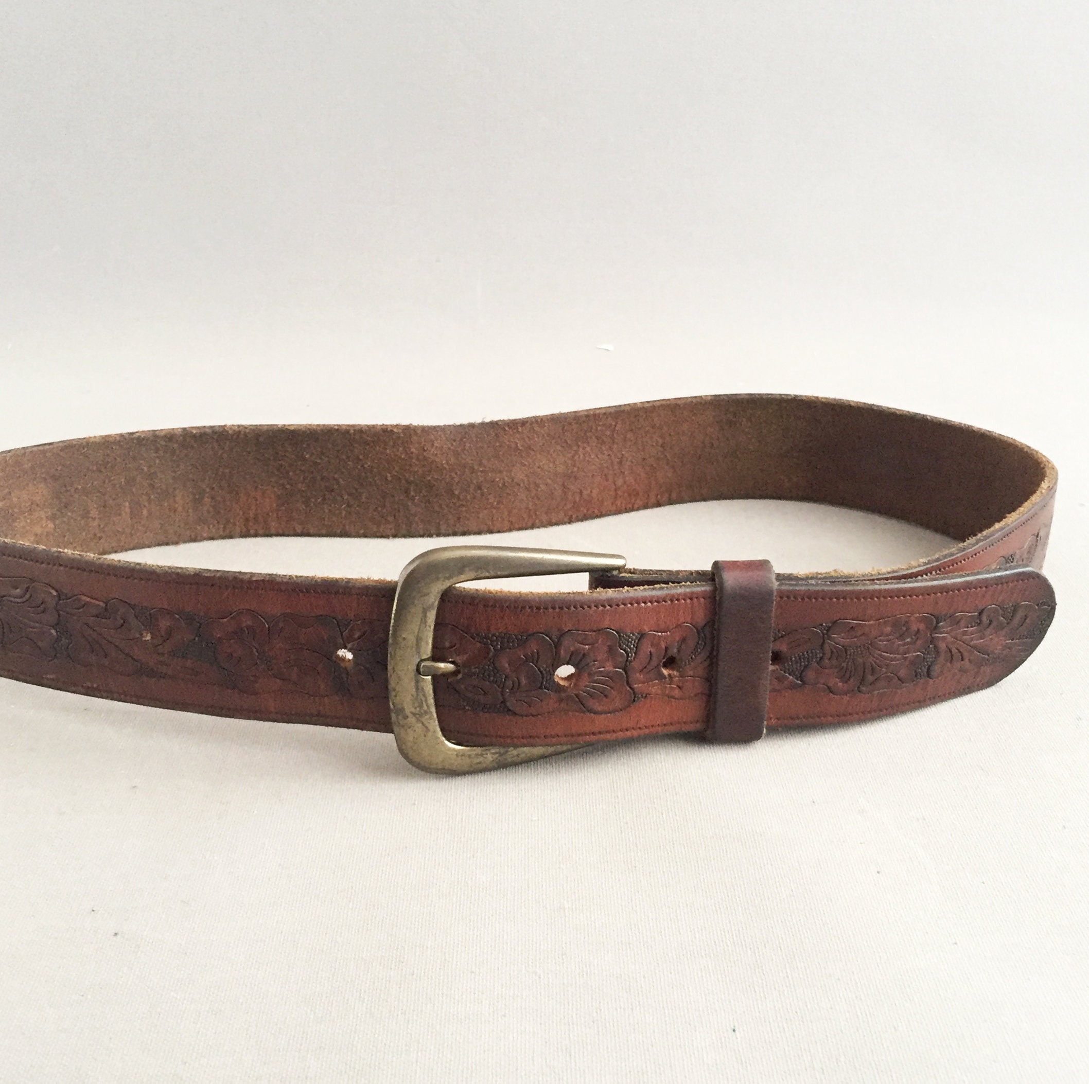 vintage leather tooled belt