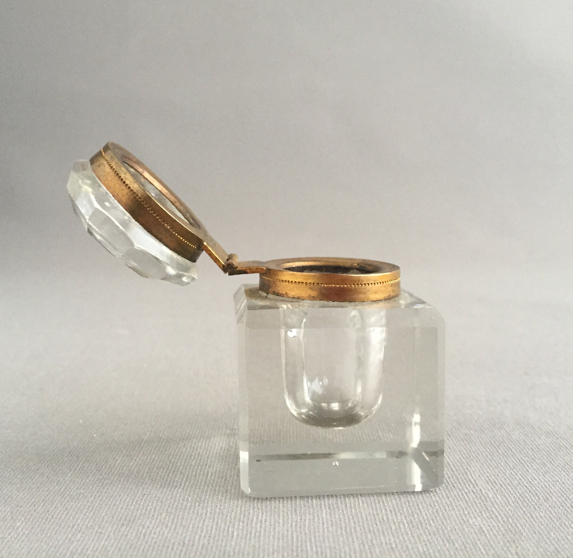 victorian cut glass ink well