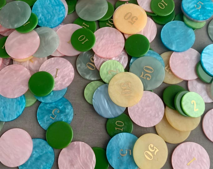 Vintage Italian Pearlized Lucite and bakelite Poker Chips job lot