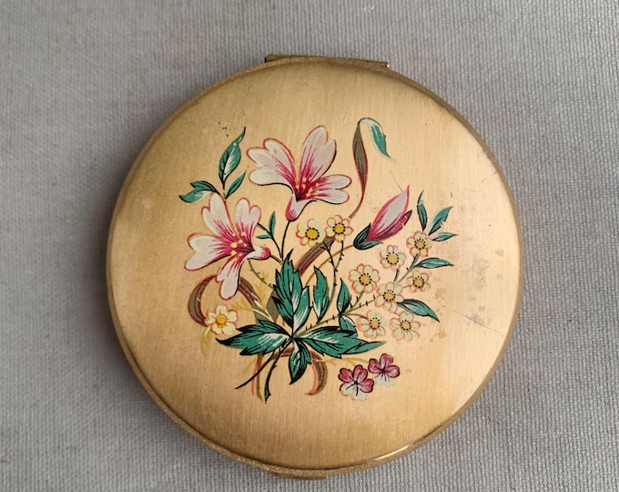 little 1960s floral design compact