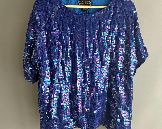 Blue silk and sequine disco top