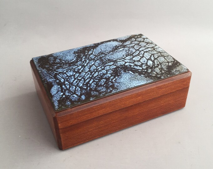 wooden box with enamel top