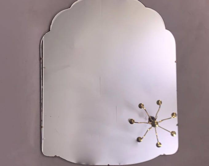 1930s beveled edge cloud shaped deco mirror large
