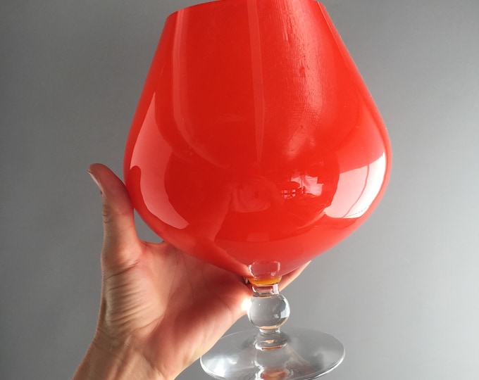 1960s orange glass brandy vase