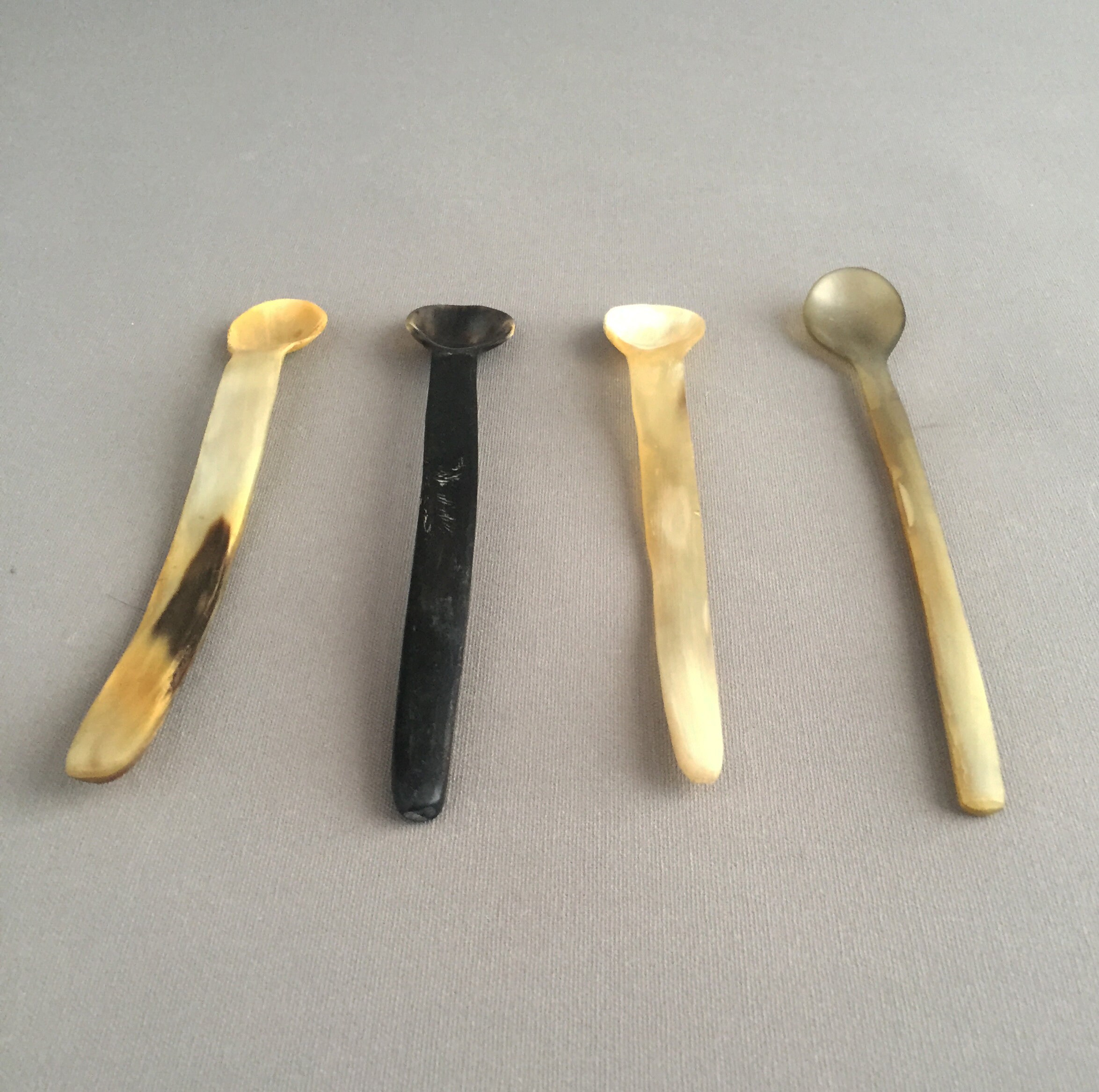 set of 4 cow horn spoons