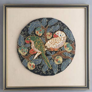 framed embroidery bird picture image 1